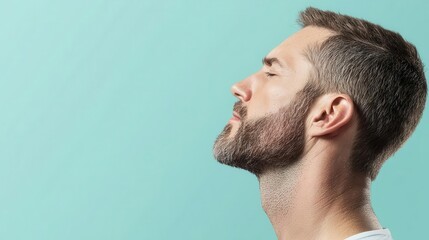 Fototapeta premium Side view of a neck with highlighted muscles, rigid posture, neck pain, muscle strain