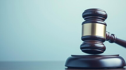 Courtroom gavel resting on bench in quiet setting, symbolizing law and the power to maintain order