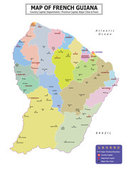 Obraz premium American Countries Geography Political map. Political map of country with capital, province or state capital, major cities and town.