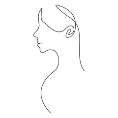 Vector continuous one line drawing woman silhouette isolated on white background illustration and minimalist