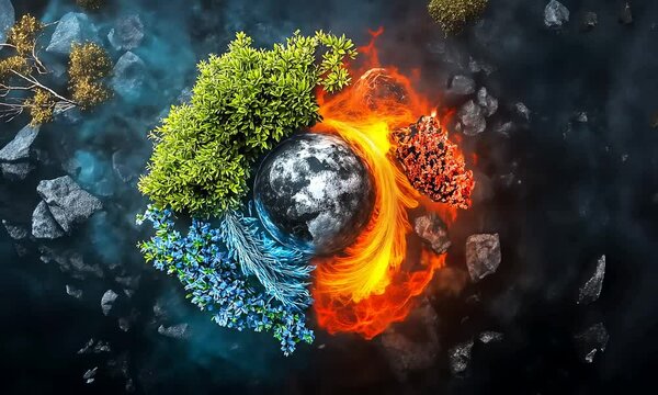 Four Elements of Nature in Circle Design