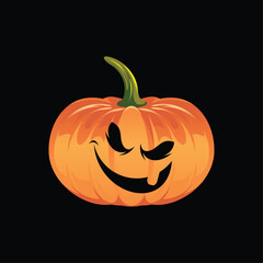 Creepy pumpkin vector with a creepy carved face, featuring dark colors. Ideal Halloween illustration on a black background, perfect for seasonal designs