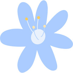 pastel blue cartoon flower