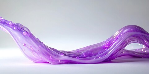 A strand of glowing lavender slime stretches across the empty white space, creating an ethereal connection, space, glowing, simple, ethereal, connection
