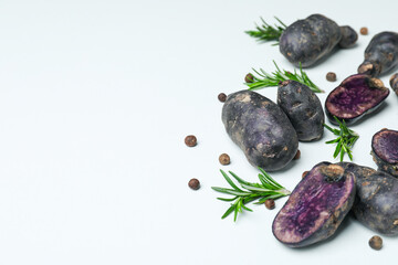Concept of unusual vegetable - purple potato vegetable