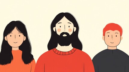 Fototapeta premium A powerful depiction of Jesus surrounded by people of different backgrounds and cultures, representing unity and inclusivity.