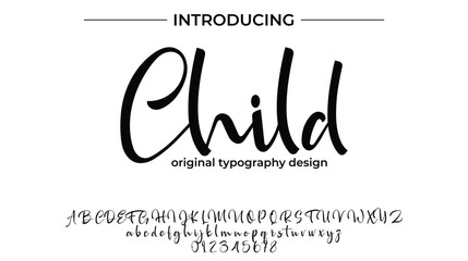 Child Font Stylish brush painted an uppercase vector letters, alphabet, typeface