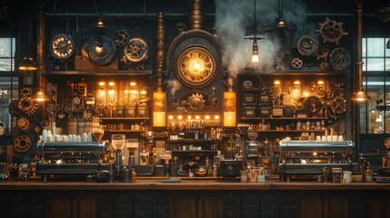 Fototapeta premium Steampunk Coffee Shop