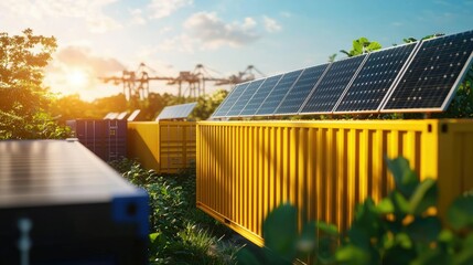 Eco-friendly shipping containers harnessing solar energy for sustainable solutions