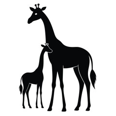 giraffes-a-silhouette-vector-with-white-background
