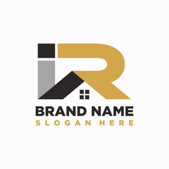 letter IR Home logo design element vector template