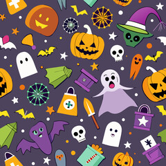 Seamless background of Halloween theme shopping icon vector illustration