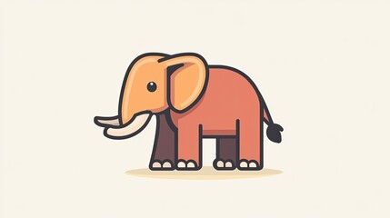 Obraz premium Simple elephant icon in a minimal style, focusing on basic shapes and lines.
