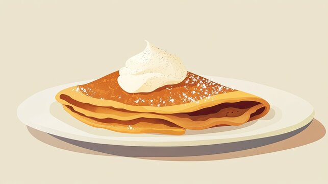 crepe with whipped cream on plate clip art preview