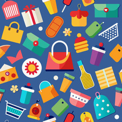 seamless background with shopping icons vector 