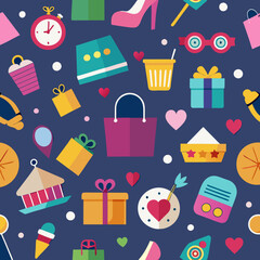 seamless background with shopping icons vector 