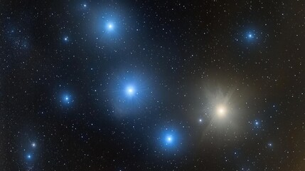 A vibrant constellation of stars shining brightly in the night sky.