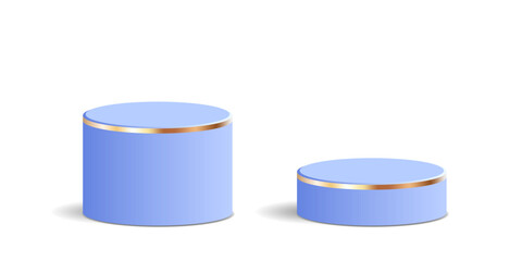 cylinder podium tube circle podium with gold strip stage 3d Abstract minimal scene mockup products display studio, Stage showcase. Vector geometric forms	