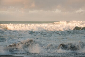 Rough Ocean Waves in Afternoon Light: Powerful Coastal Scene