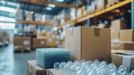 Eco-Friendly Shipping Materials in Warehouse Setting