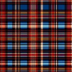 Obraz premium Seamless plaid tartan pattern blue red black and white 