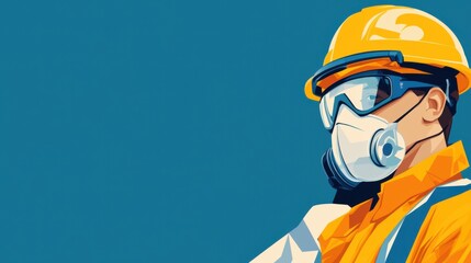Workplace safety poster featuring a worker in protective gear