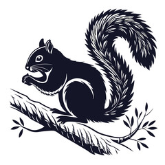 squirrel-a-silhouette-vector-with-white-background