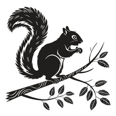 squirrel-a-silhouette-vector-with-white-background