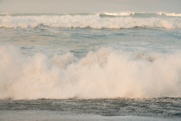 Rough Ocean Waves in Afternoon Light: Powerful Coastal Scene