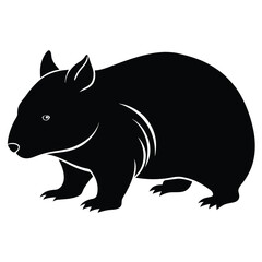 wombat-a-silhouette-vector-with-white-background