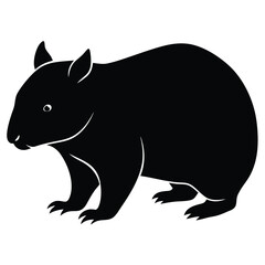 wombat-a-silhouette-vector-with-white-background
