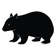 wombat-a-silhouette-vector-with-white-background