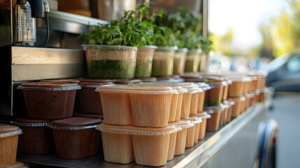 Eco-Friendly and Compostable Takeaway Containers on Display