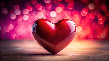 Obraz premium Captivating Macro Photography of a Red Heart Shape with Black Outline on a Soft Pink Background for Valentine's Day, Love, and Romance Themes