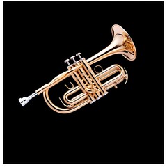 Naklejka premium Flawless Brass Trumpet in Pristine Golden Shine and Elegant Design