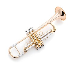 Fototapeta premium Gleaming Brass Trumpet Instrument on White Background