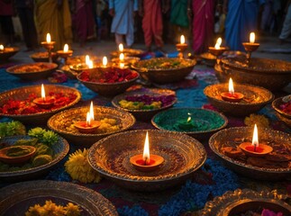 The magic of Diwali reflected in the colorful lights of rangoli and the excitement of traditional celebrations