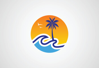 Summer beach logo design, Vector design Concept