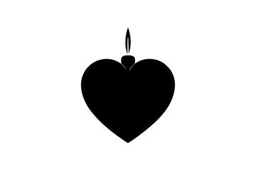 
heart shaped candle  on white background