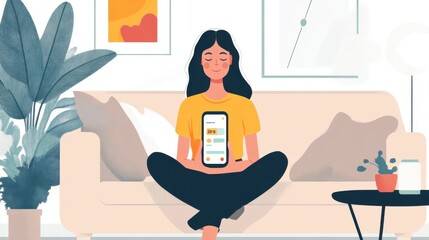 Fototapeta premium A digital assistant offering customized self-care routines, displayed