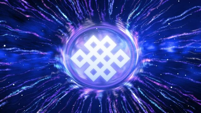 the Karma symbol glows brightly with radial particle effects