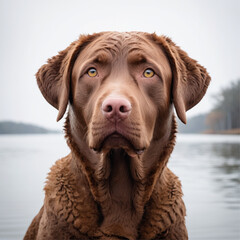 Beautiful portrait of an adult brown labrador dog 