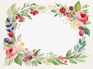 Fototapeta premium Elegant wedding invitation with soft watercolor flowers.