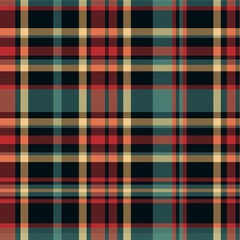Fototapeta premium Seamless plaid tartan pattern yellow green red black and white 