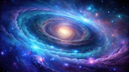 Obraz premium Deep space galaxy with swirling galaxies in shades of blue and purple, purple, deep space, cosmos