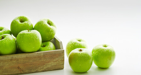 Fresh apple with water droplets