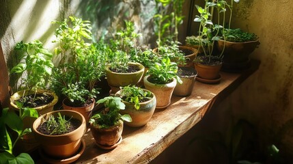 Sunlight on Greenery Windowsill