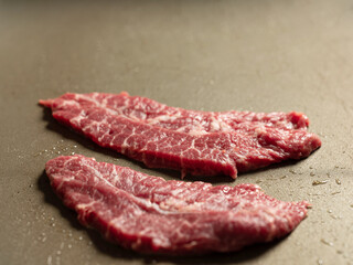 Grilling steak on a griddle