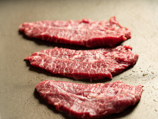 Grilling steak on a griddle