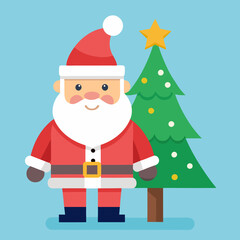 santa claus with christmas tree